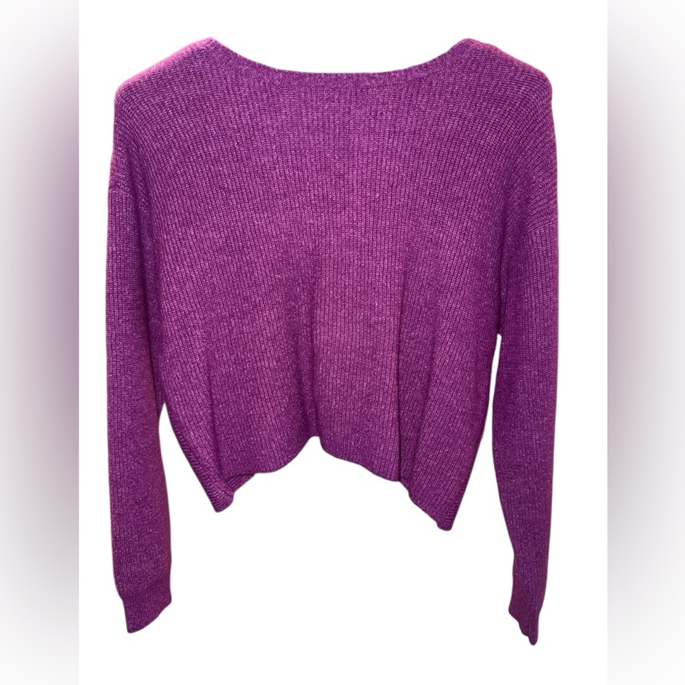Shoedazzle Purple Cropped Twist Back Sweater, Size Medium, NWT